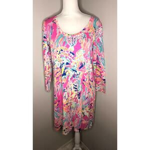 Lilly Pulitzer Devon Tiki Pink Sunken Treasure Shift Dress M
